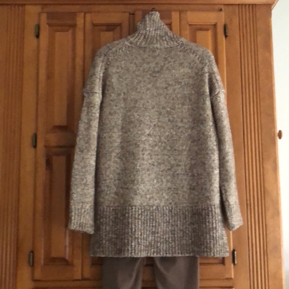 J Crew oatmeal brown marled wool tneck sweater. Worn twice. Great condition. - Picture 2 of 16